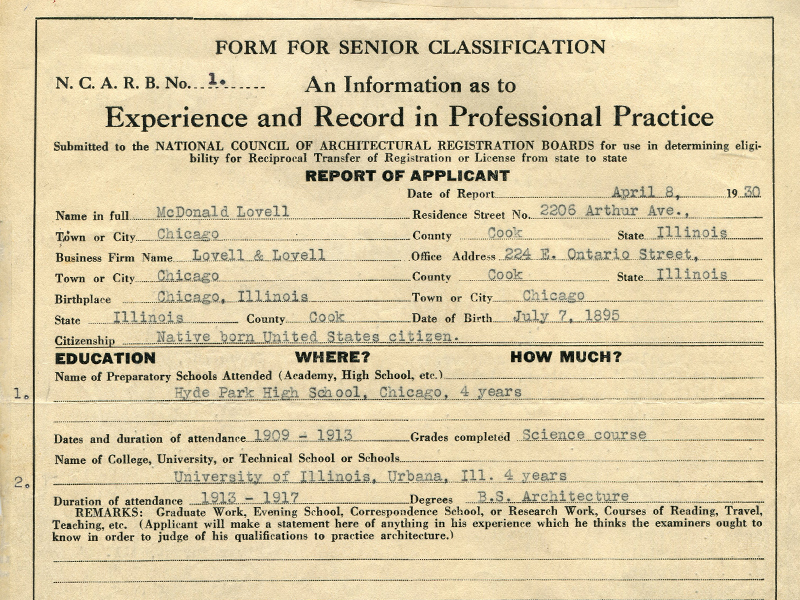 First NCARB Record