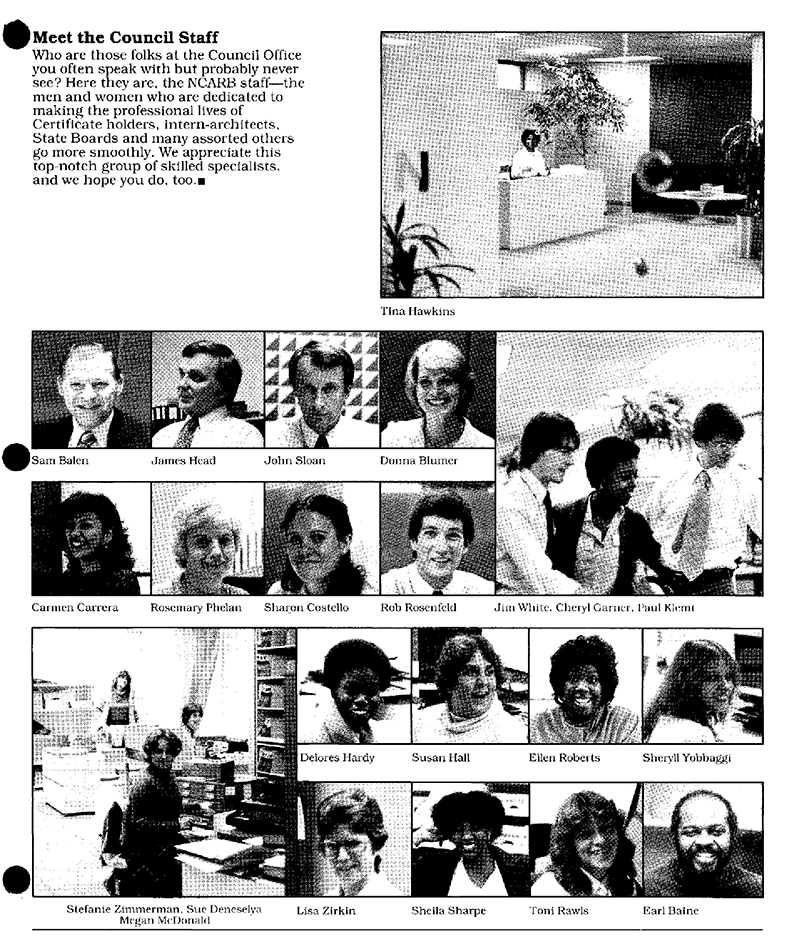 NCARB Certifier featuring NCARB staff in 1981.