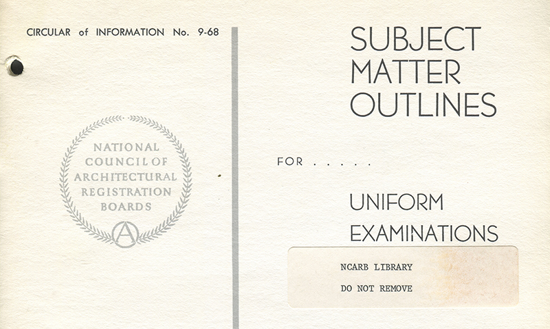 The Subject Matter Outlines for the Uniform Examinations in 1968.