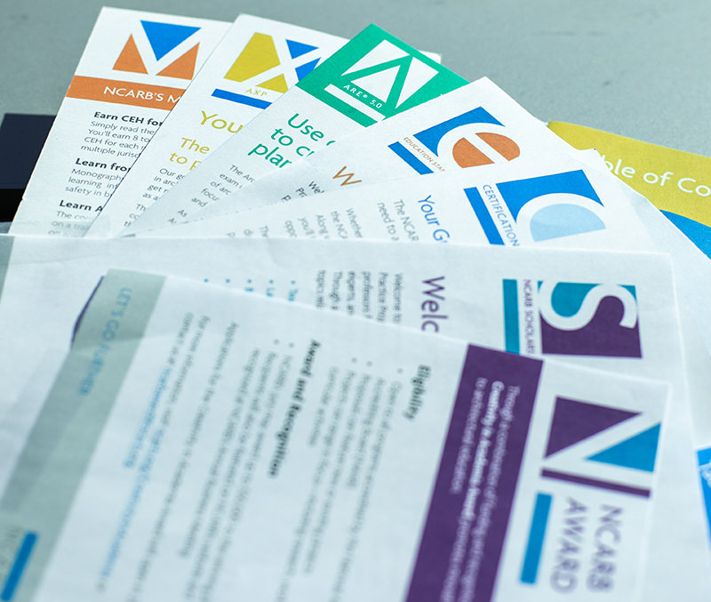 The logos of NCARB’s core programs were redesigned to create a cohesive, recognizable brand.